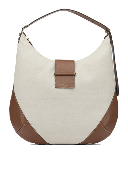 Jimmy Choo "Bar Hobo" Large Shoulder Bag - Beige