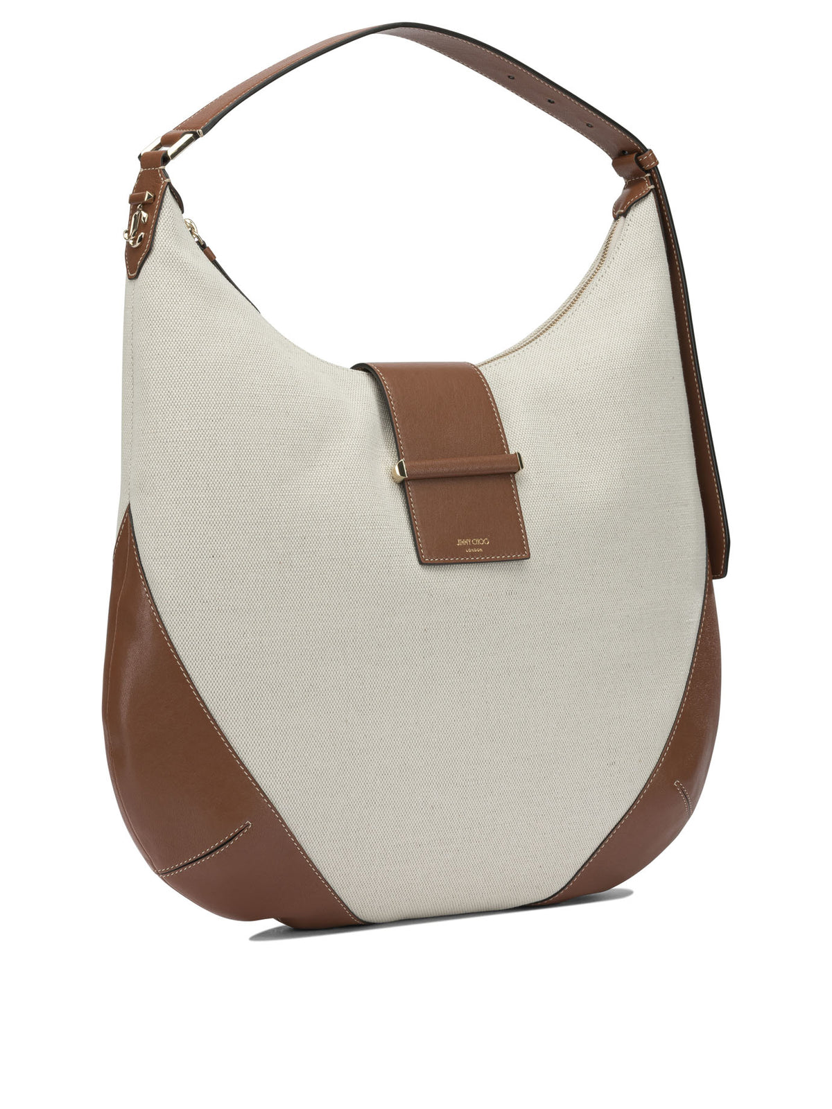 Jimmy Choo "Bar Hobo" Large Shoulder Bag - Beige