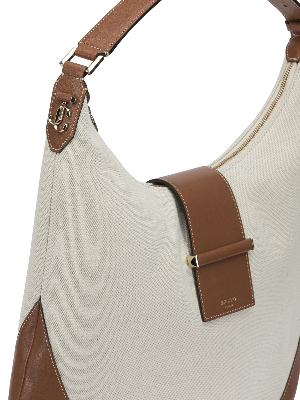 Jimmy Choo "Bar Hobo" Large Shoulder Bag - Beige