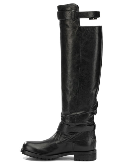 Jimmy Choo "Biker" Knee-High Boots - Black