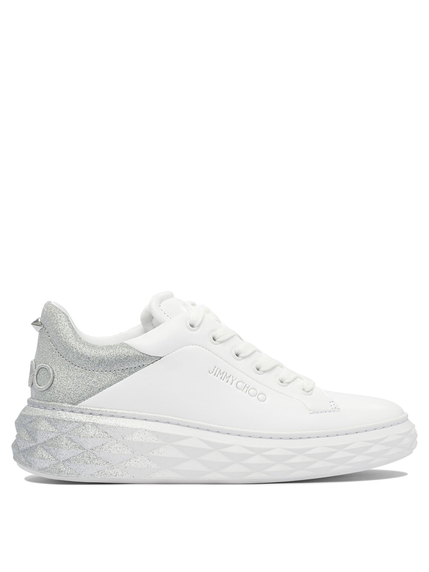 Jimmy Choo "Diamond Maxi F II" Low Top Sneakers - White