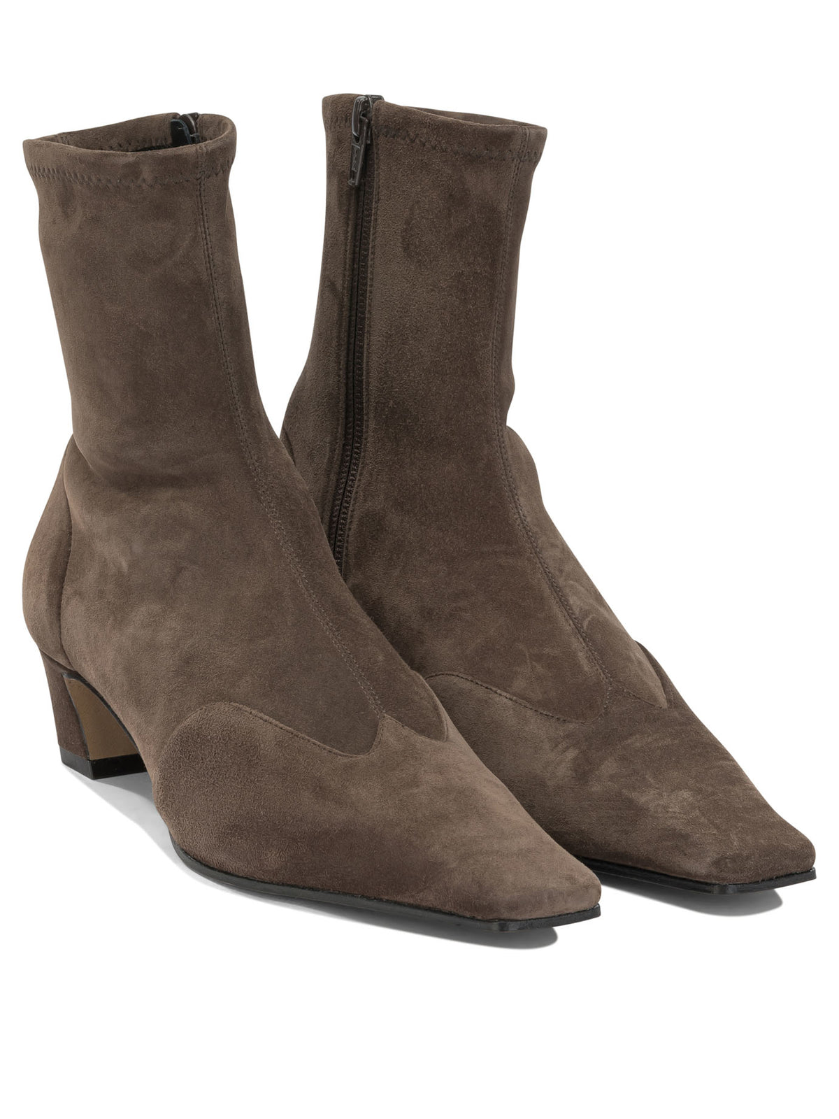 Khaite "Nevada Stretch 40MM" Ankle Boots with Zipper - Brown