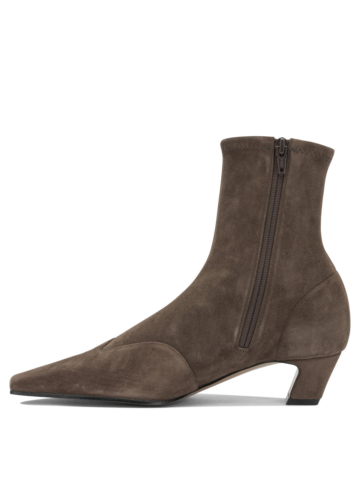 Khaite "Nevada Stretch 40MM" Ankle Boots with Zipper - Brown