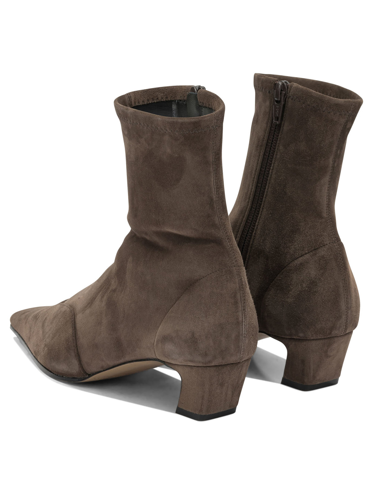 Khaite "Nevada Stretch 40MM" Ankle Boots with Zipper - Brown