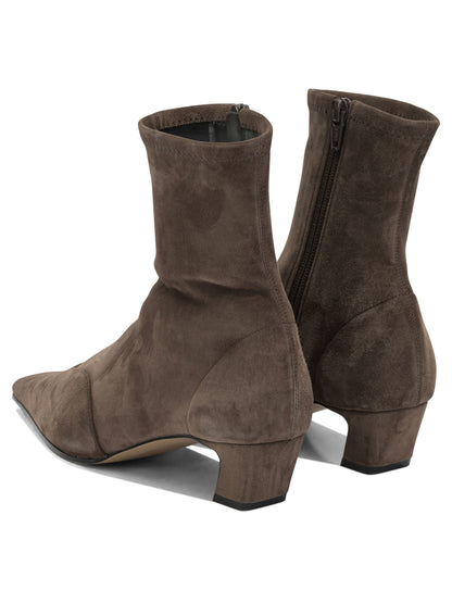 Khaite "Nevada Stretch 40MM" Ankle Boots with Zipper - Brown