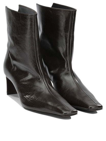Khaite "Ona 55MM" Pull-On Ankle Boots - Brown