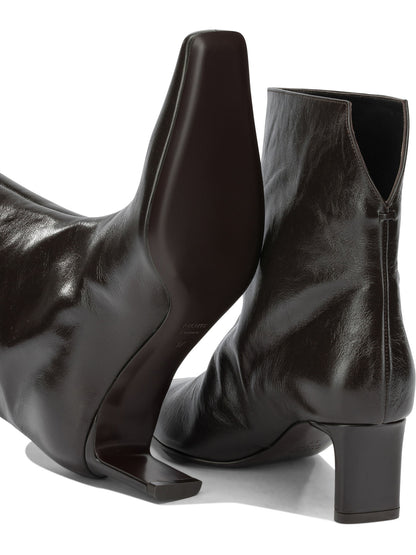 Khaite "Ona 55MM" Pull-On Ankle Boots - Brown