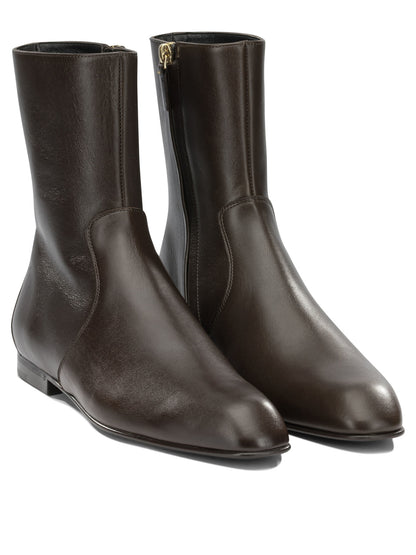 Khaite "Colt" Ankle Boots with Zipper - Brown