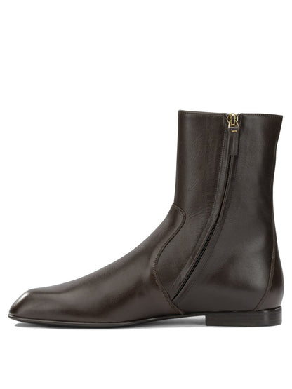 Khaite "Colt" Ankle Boots with Zipper - Brown