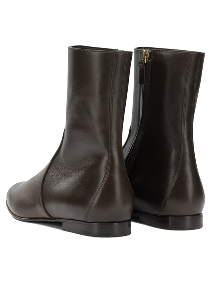 Khaite "Colt" Ankle Boots with Zipper - Brown