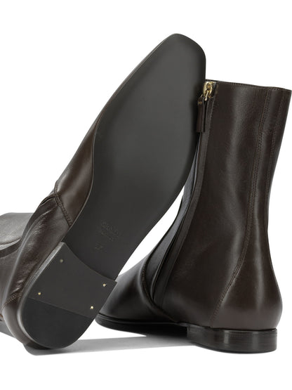 Khaite "Colt" Ankle Boots with Zipper - Brown