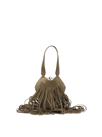 Khaite "Nano Lotus Fringe" Small Shoulder Bag - Brown