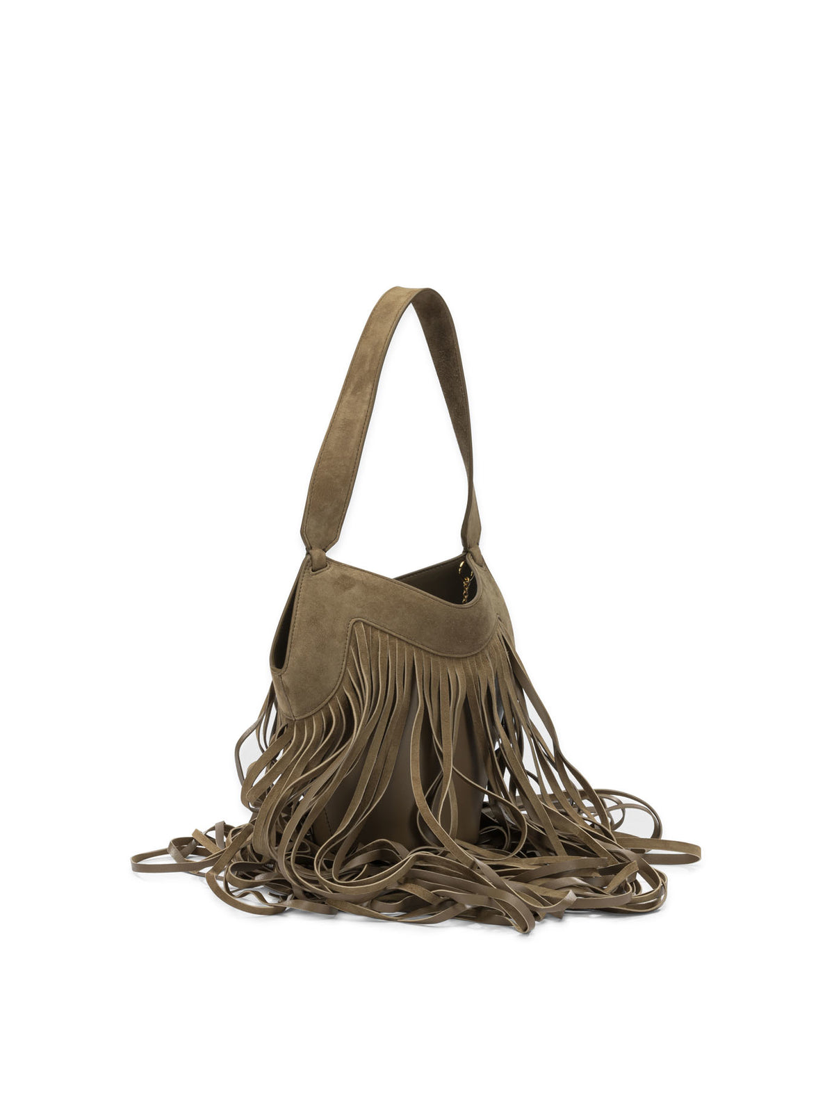 Khaite "Nano Lotus Fringe" Small Shoulder Bag - Brown