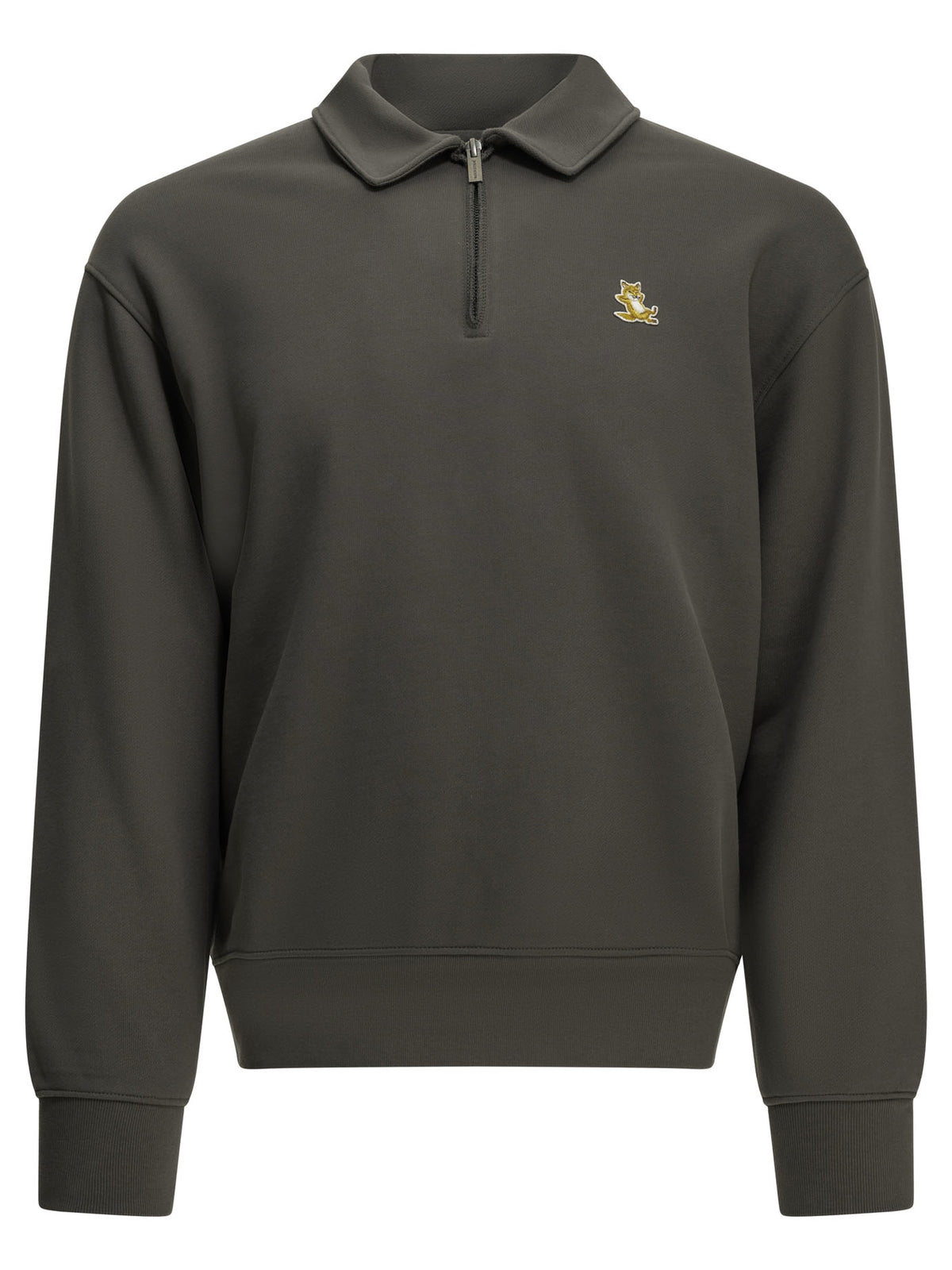 Maison Kitsuné "Chillax Fox" Polo-Collar Sweatshirt - Grey