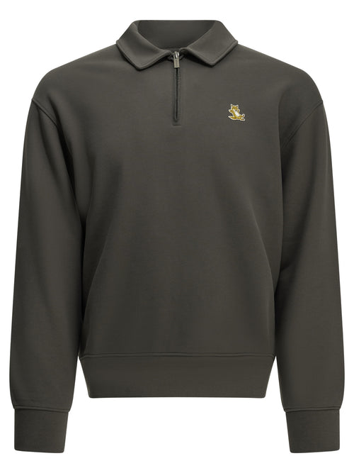 Maison Kitsuné "Chillax Fox" Polo-Collar Sweatshirt - Grey