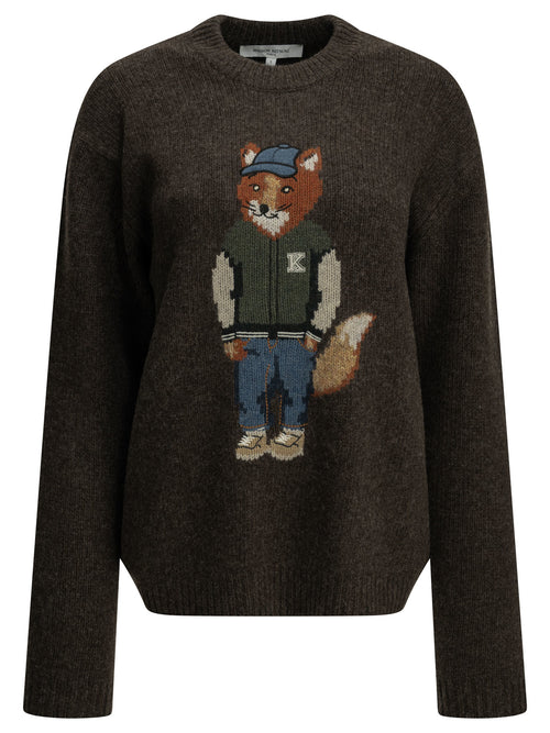 Maison Kitsuné "Dressed Fox" Crew-Neck Sweater - Brown