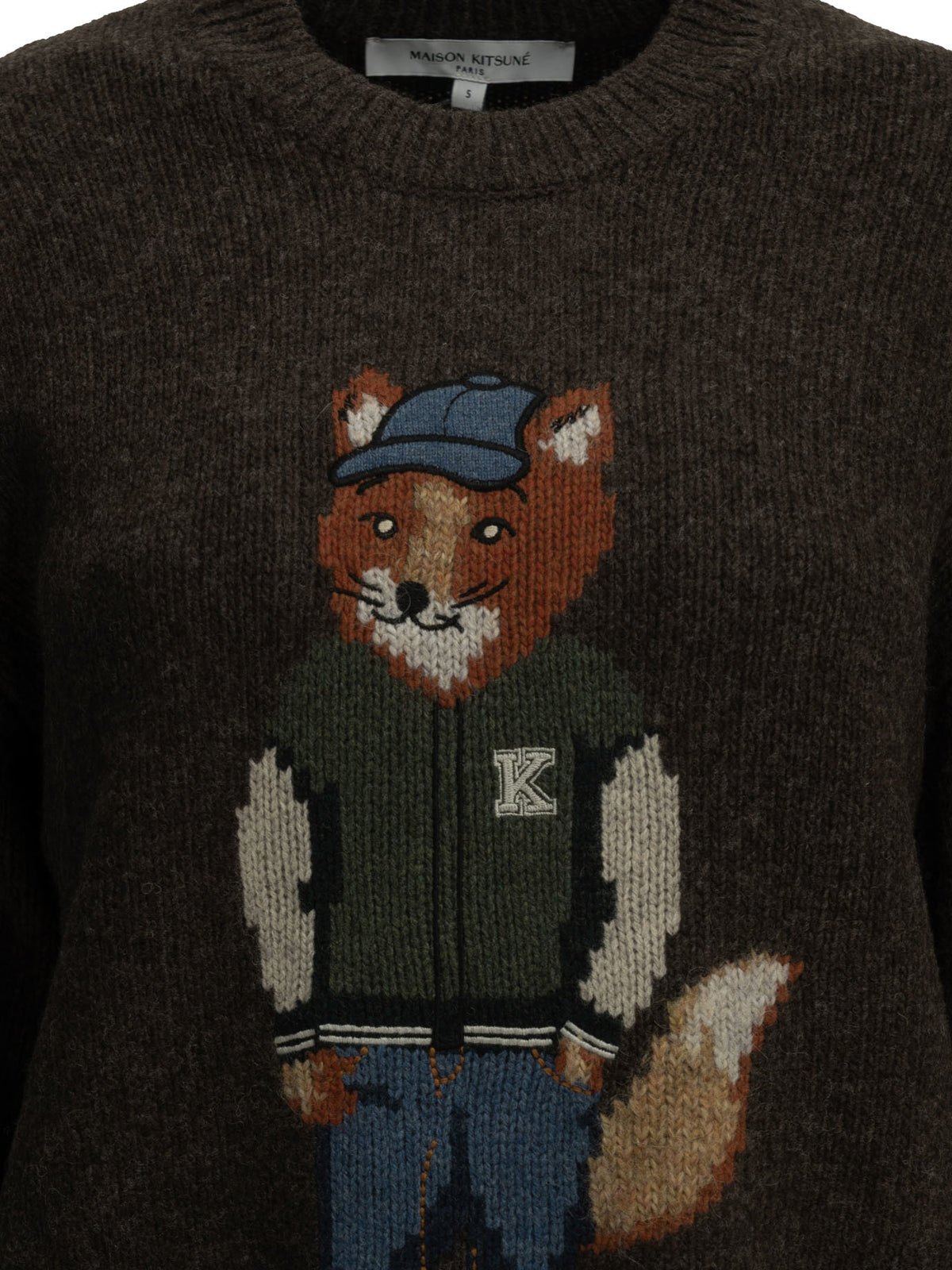 Maison Kitsuné "Dressed Fox" Crew-Neck Sweater - Brown
