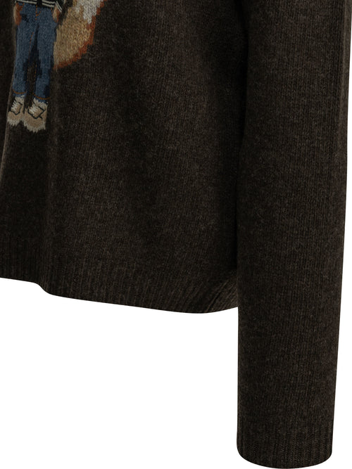 Maison Kitsuné "Dressed Fox" Crew-Neck Sweater - Brown