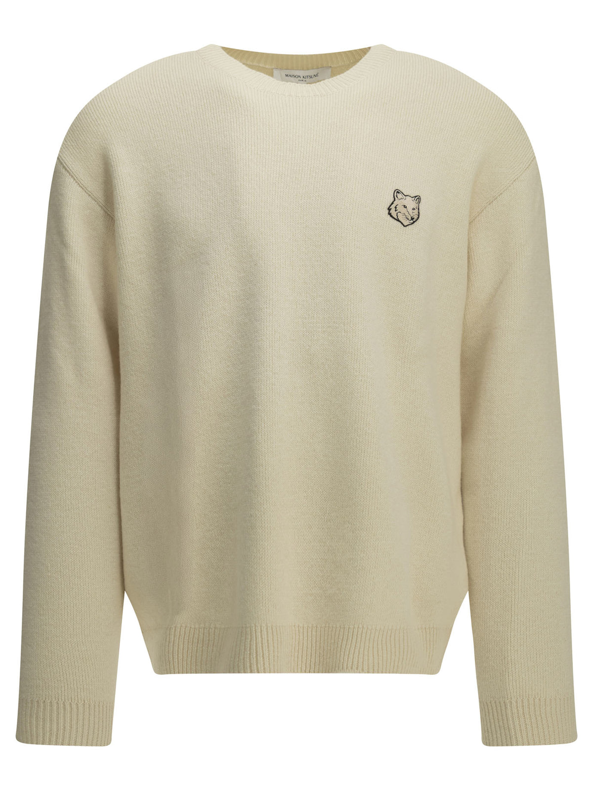 Maison Kitsuné "Fox Head Milano" Crew-Neck Sweater - White