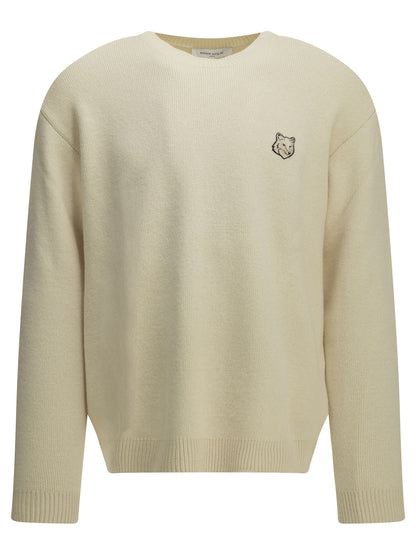 Maison Kitsuné "Fox Head Milano" Crew-Neck Sweater - White