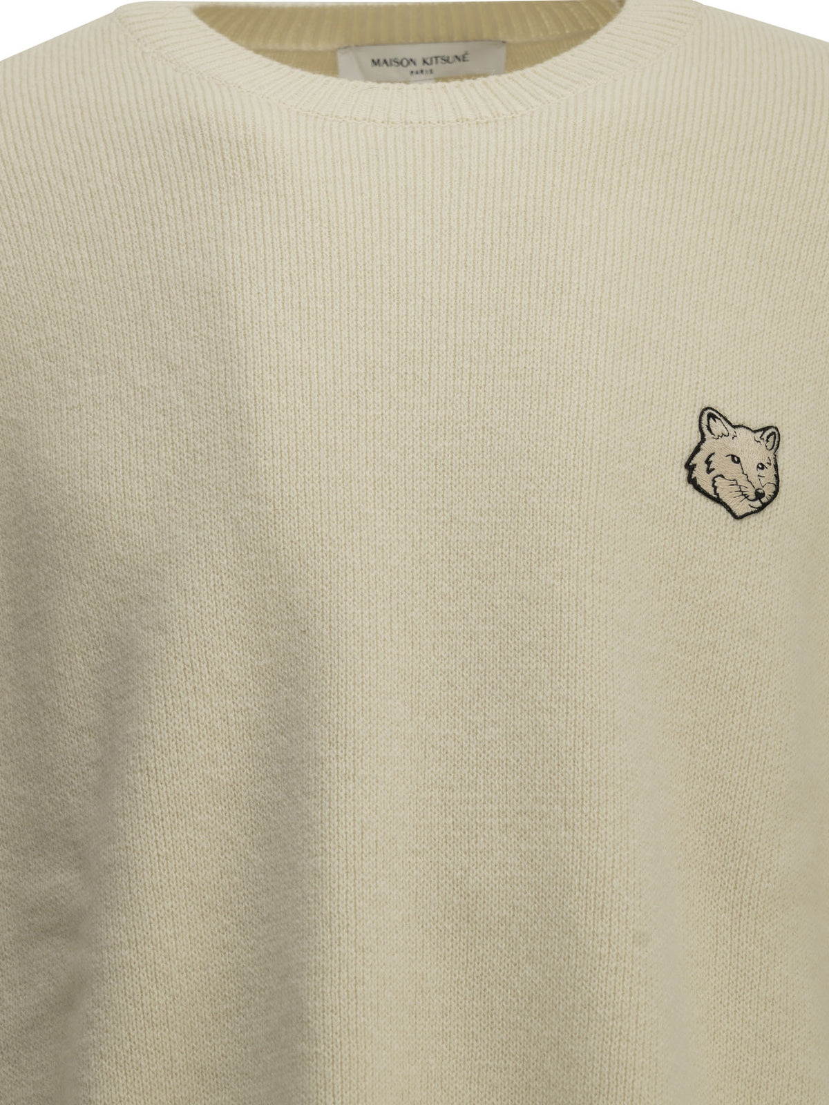 Maison Kitsuné "Fox Head Milano" Crew-Neck Sweater - White