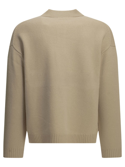 Maison Kitsuné "Fox Head" Polo Sweater - Beige