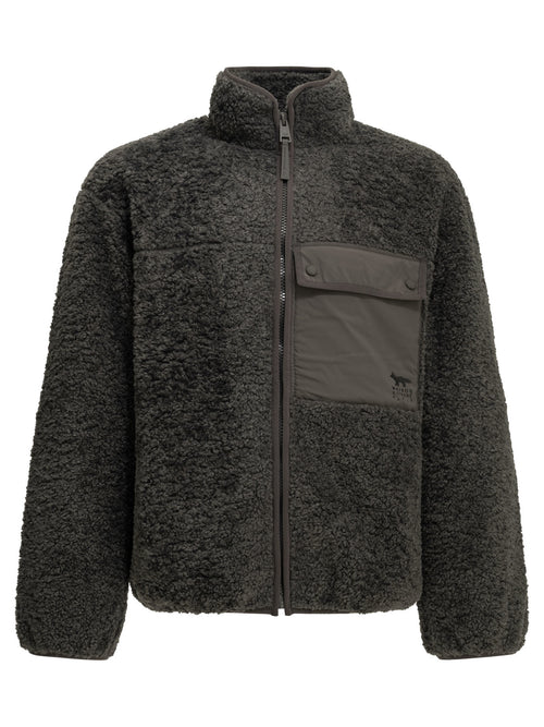 Maison Kitsuné Fleece Jacket with Logo - Grey