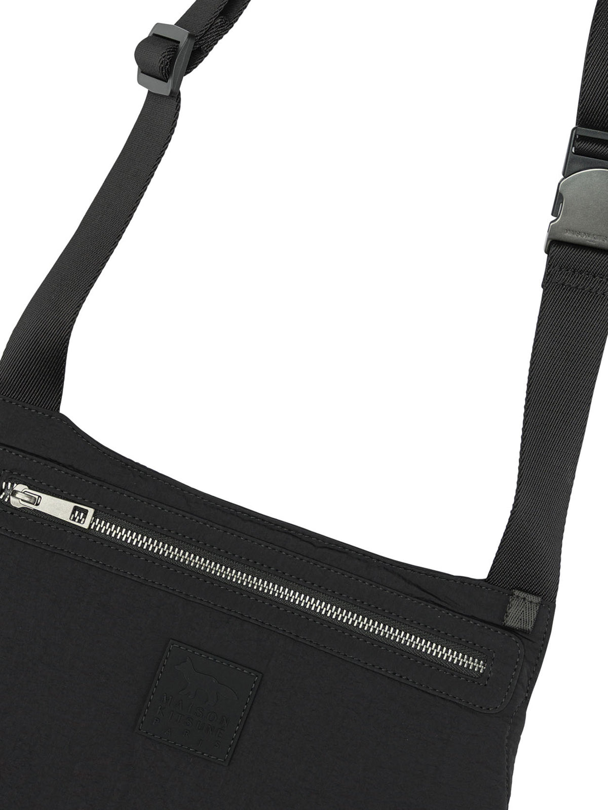 Maison Kitsuné Medium Nylon Shoulder Bag - Black