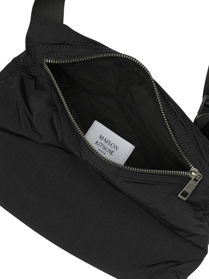 Maison Kitsuné Medium Nylon Shoulder Bag - Black