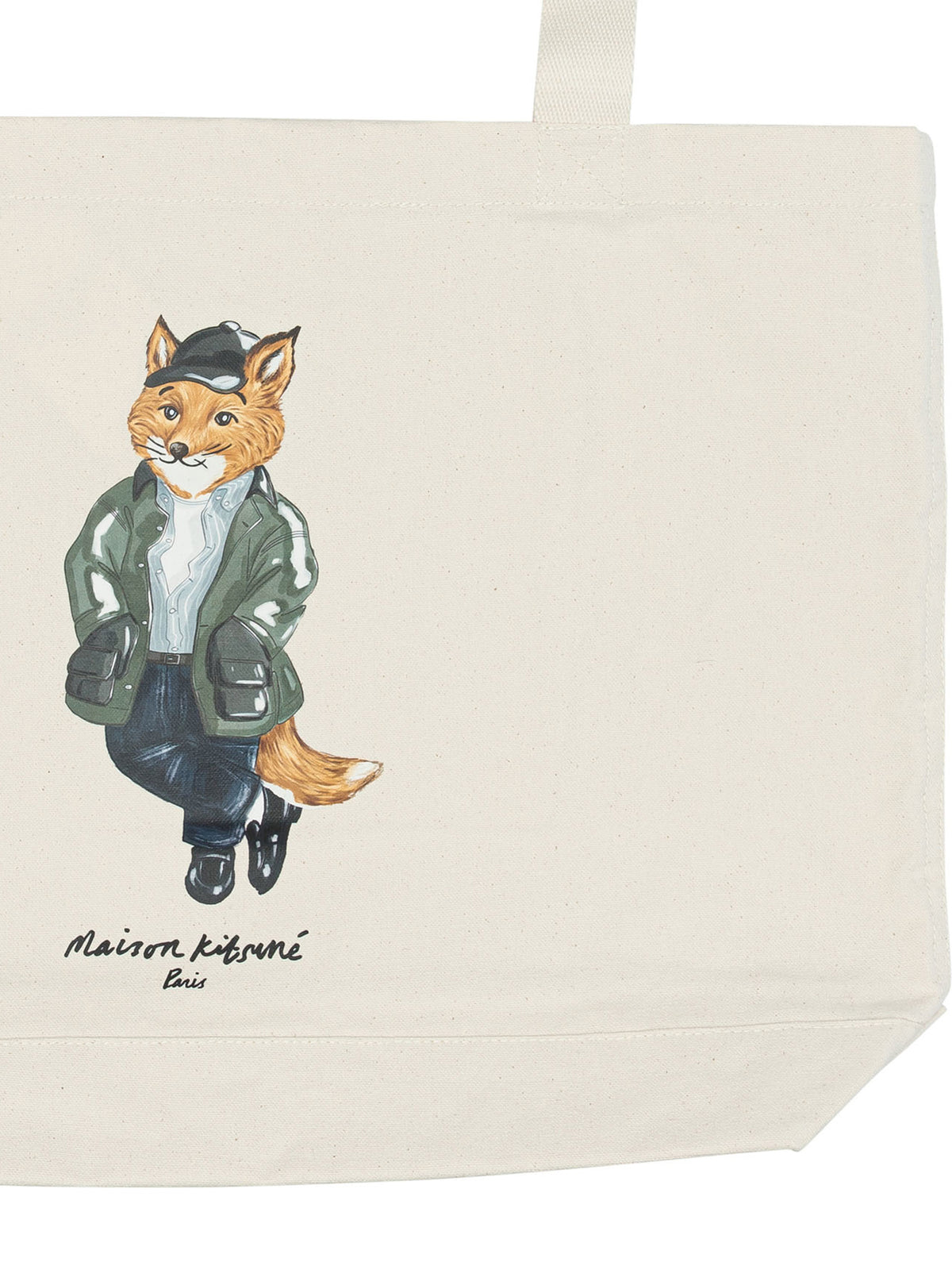Maison Kitsuné "Weekend Fox" Large Shoulder Bag - Beige