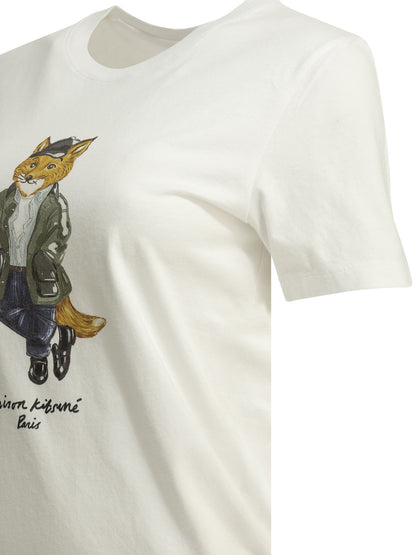 Maison Kitsuné "Weekend Fox" Crew-Neck T-Shirt - White