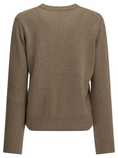 Maison Kitsuné "Fox Head" Crew-Neck Sweater - Beige