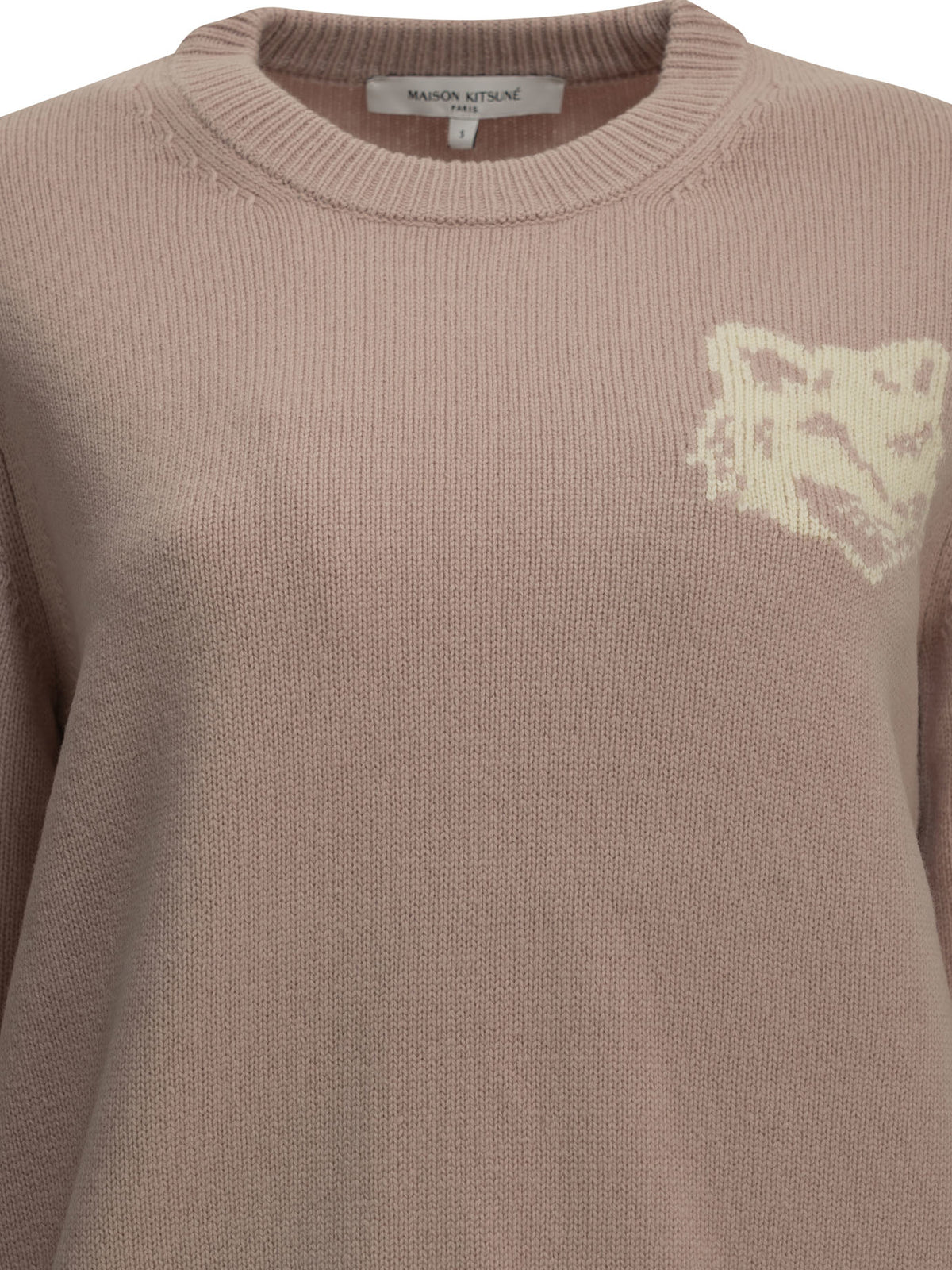Maison Kitsuné "Fox Head" Crew-Neck Sweater - Pink