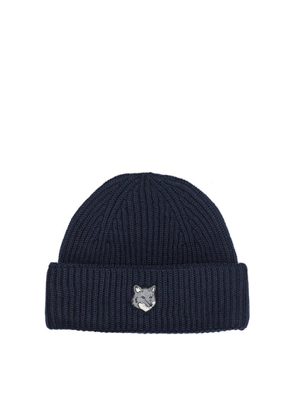 Maison Kitsuné "Fox Head" Beanie - Blue