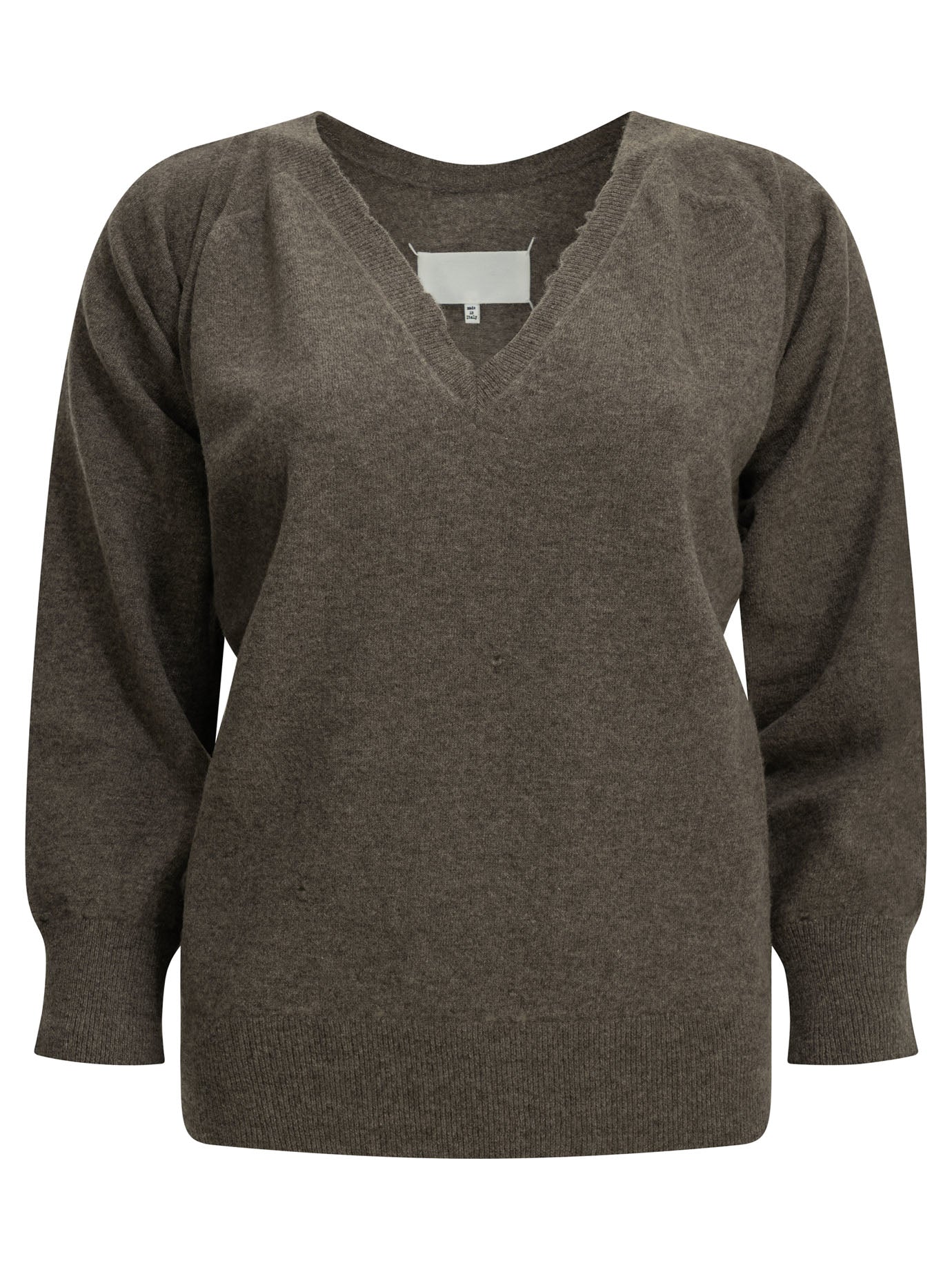 Maison Margiela "Lived-in" V-neck Sweater - Brown
