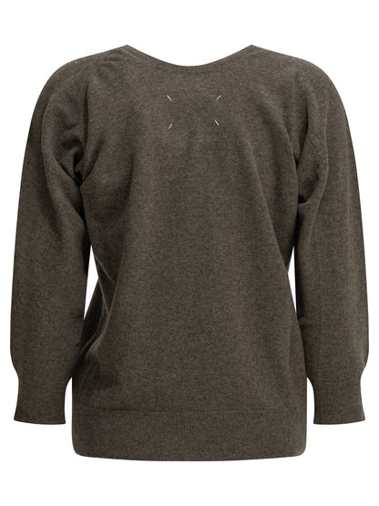 Maison Margiela "Lived-in" V-neck Sweater - Brown