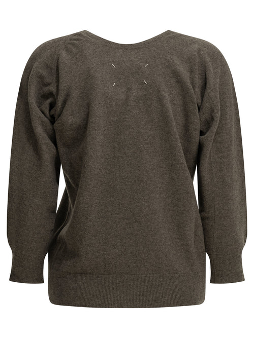 Maison Margiela "Lived-in" V-neck Sweater - Brown