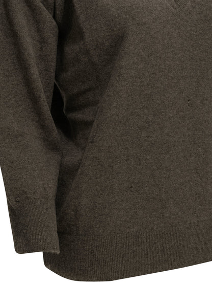 Maison Margiela "Lived-in" V-neck Sweater - Brown