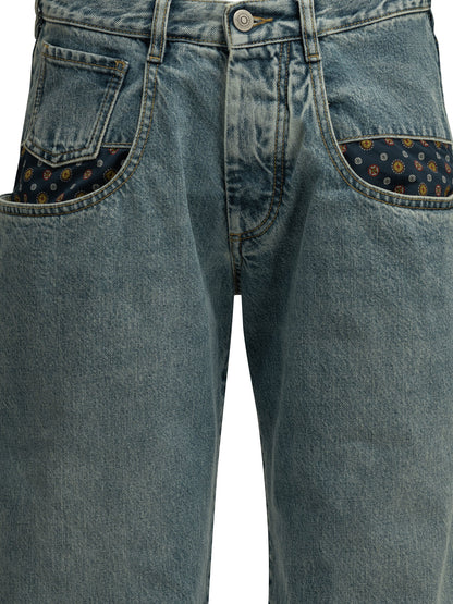 Maison Margiela "Boyfriend Paisley" Wide-Leg Jeans - Light Blue
