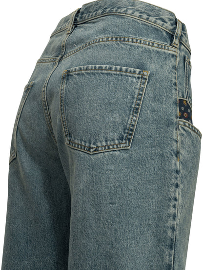 Maison Margiela "Boyfriend Paisley" Wide-Leg Jeans - Light Blue