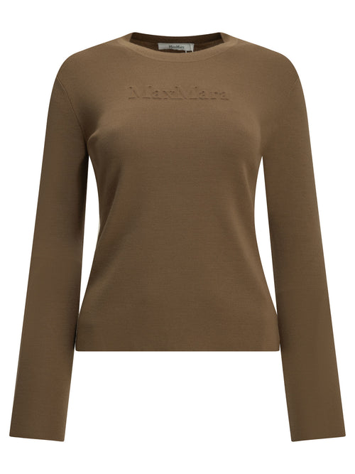 Max Mara Round-neck T-shirt made of virgin wool - Brown