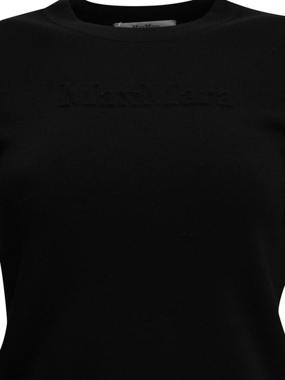 Max Mara Round-neck T-shirt made of virgin wool - Black