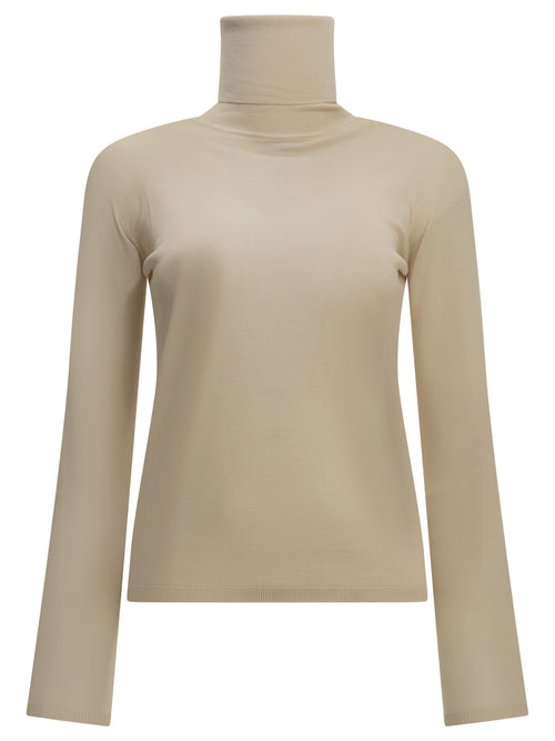 Max Mara Virgin Wool Turtleneck Sweater - Beige
