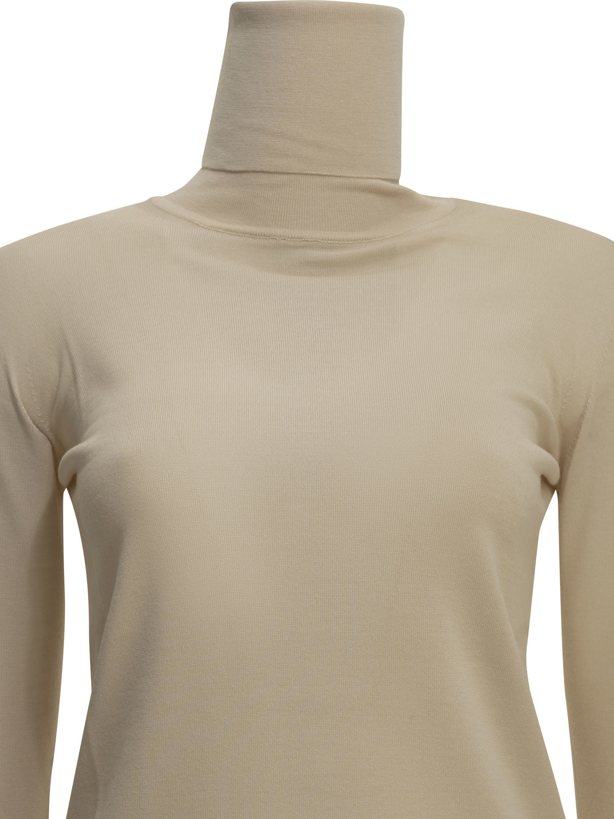 Max Mara Virgin Wool Turtleneck Sweater - Beige