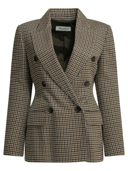 Max Mara Double-breasted houndstooth blazer - Brown
