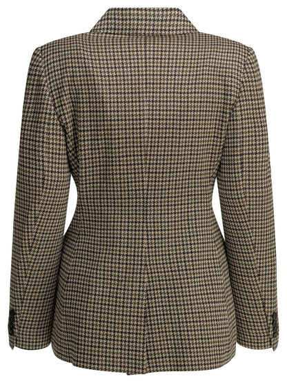 Max Mara Double-breasted houndstooth blazer - Brown