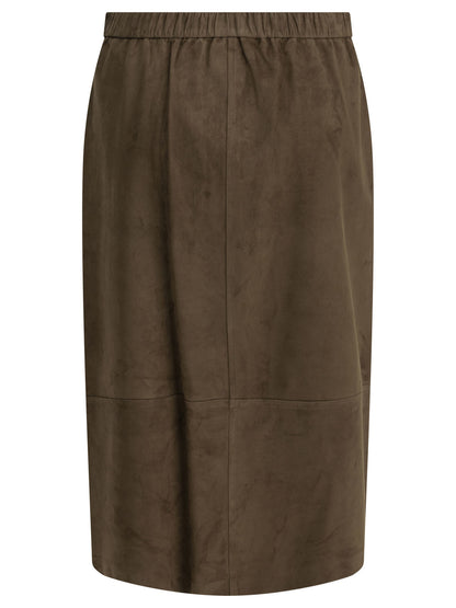 Max Mara Studio Suede leather midi skirt - Brown