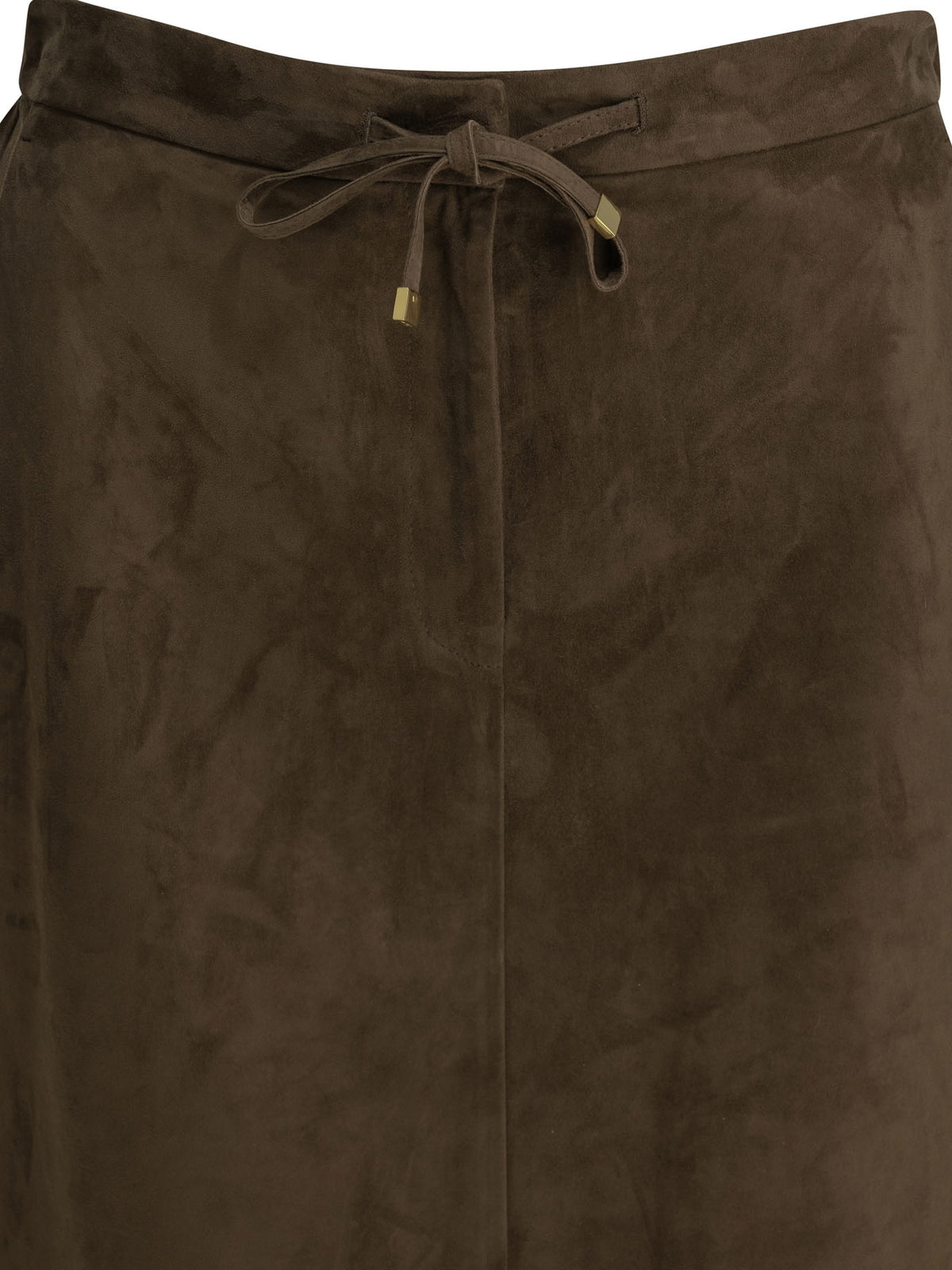 Max Mara Studio Suede leather midi skirt - Brown