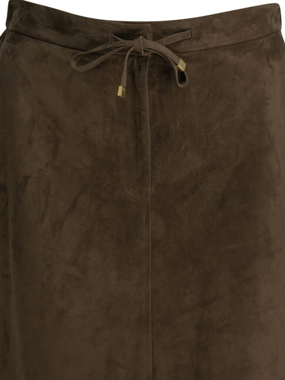 Max Mara Studio Suede leather midi skirt - Brown
