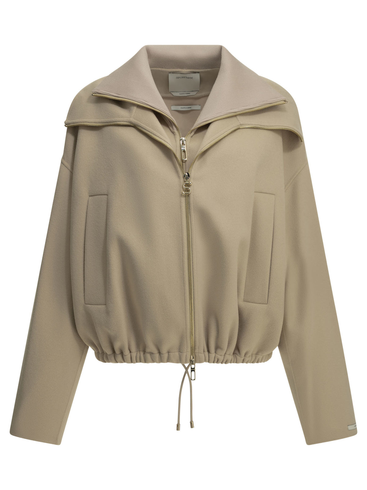 Max Mara Sportmax Virgin Wool Bomber Jacket - Beige